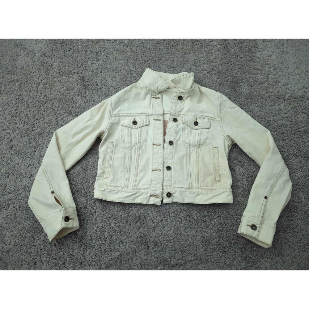 Toms Denim Jacket Womens‎ Medium Long Sleeve 100% Cotton Cropped